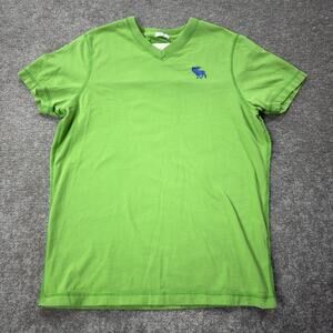 Abercrombie & Fitch Mens Green Sleeveless Muscle Shirt Blue Moose Logo Large Y2K